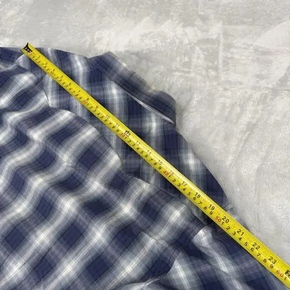 Vintage Wrangler Western Plaid Snap Button Shirt Blue Cowboy Workwear Men Size L - Picture 7 of 9